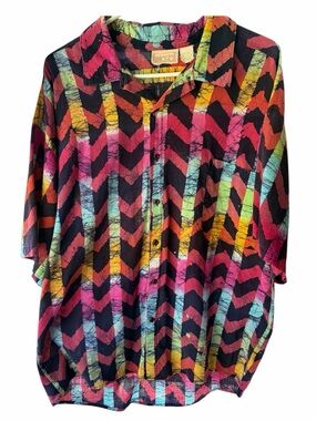 Vtg. 90’s Frankenstein Colorful Chevron Button-Up Shirt 🎨